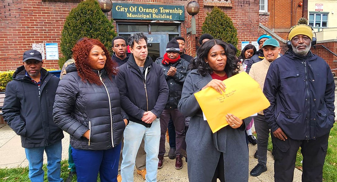 During statement to Orange residents at the city hall steps